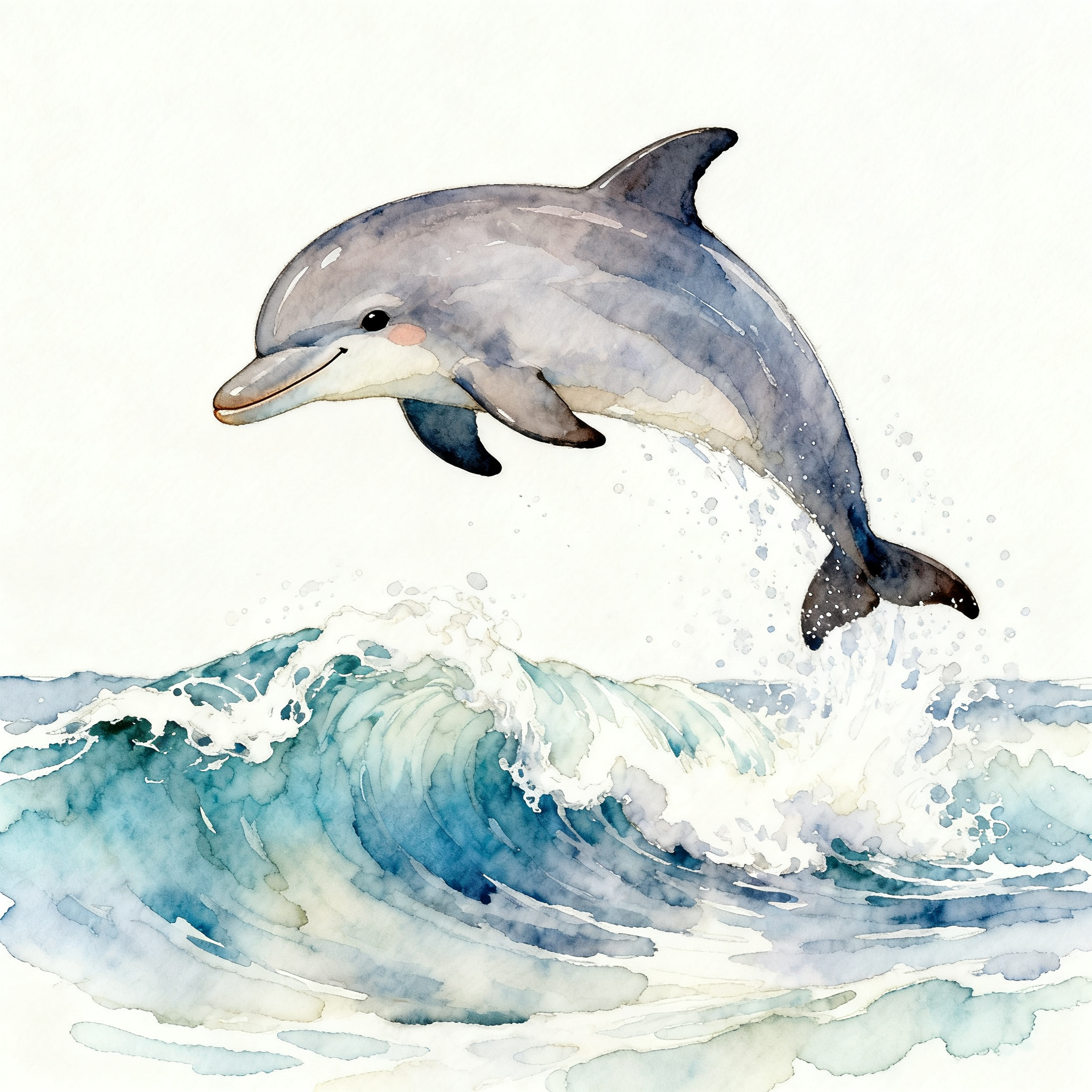 Friendly Dolphin Jumping Above Ocean Waves Clipart