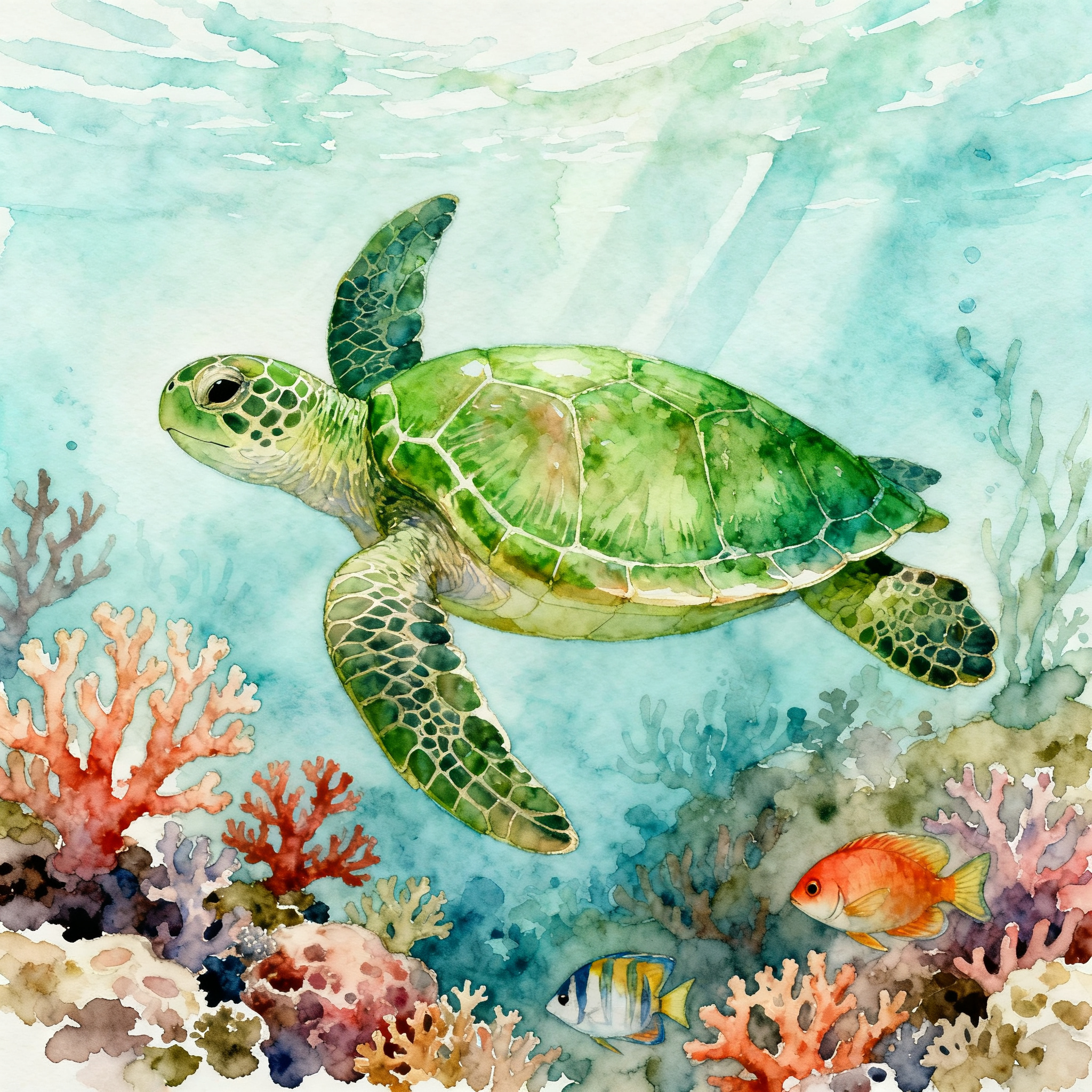 animal-15-3.jpg Sea Turtle Swimming Through A Coral Reef Clipart