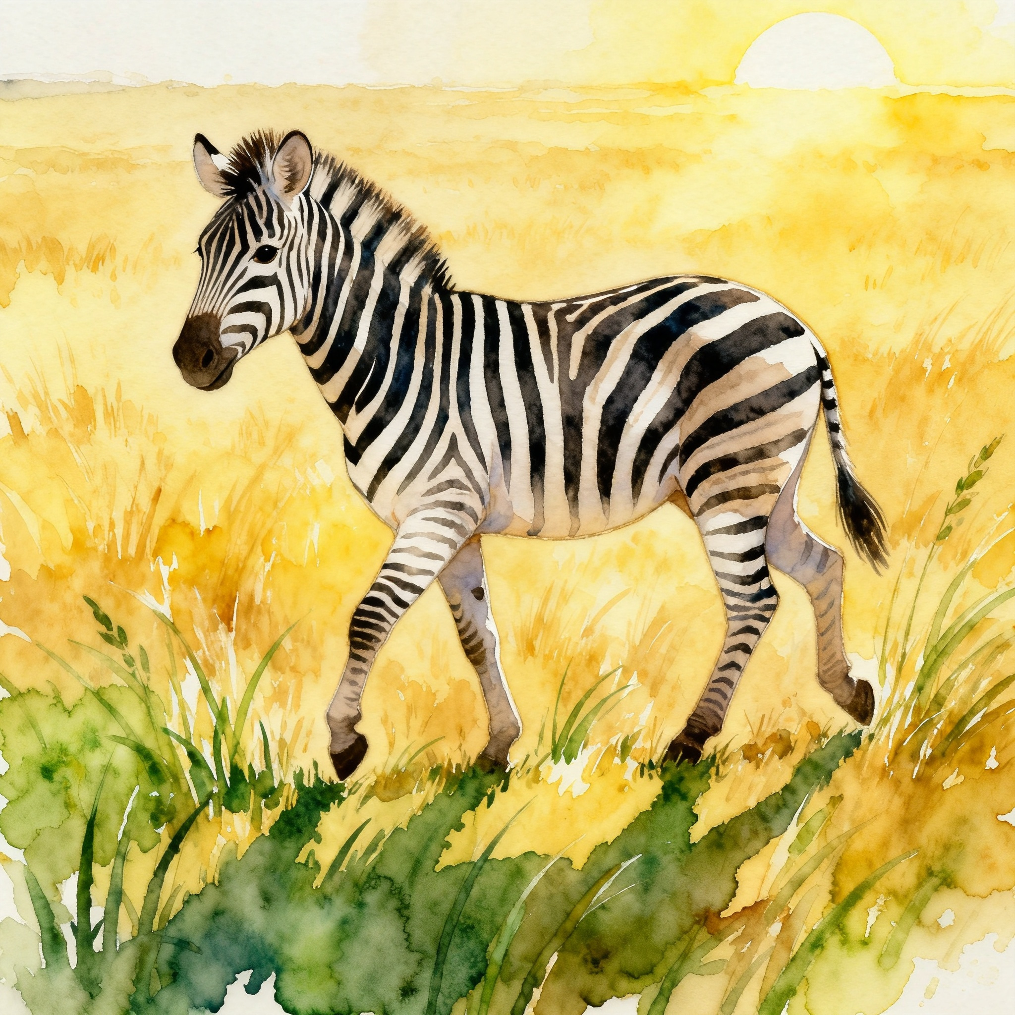 animal-19-2.jpg Zebra Walking Through A Golden Savannah Clipart