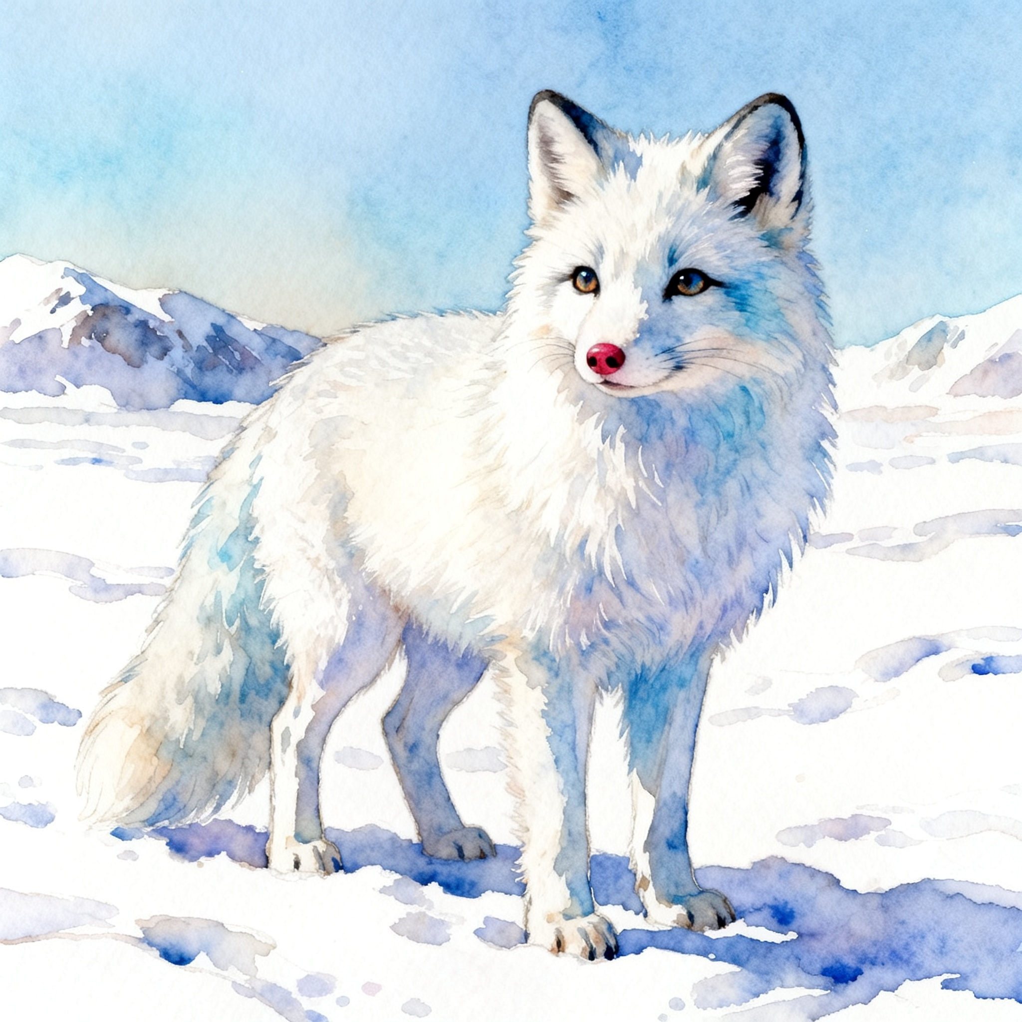 Arctic Fox Standing In A Snowy Landscape Clipart