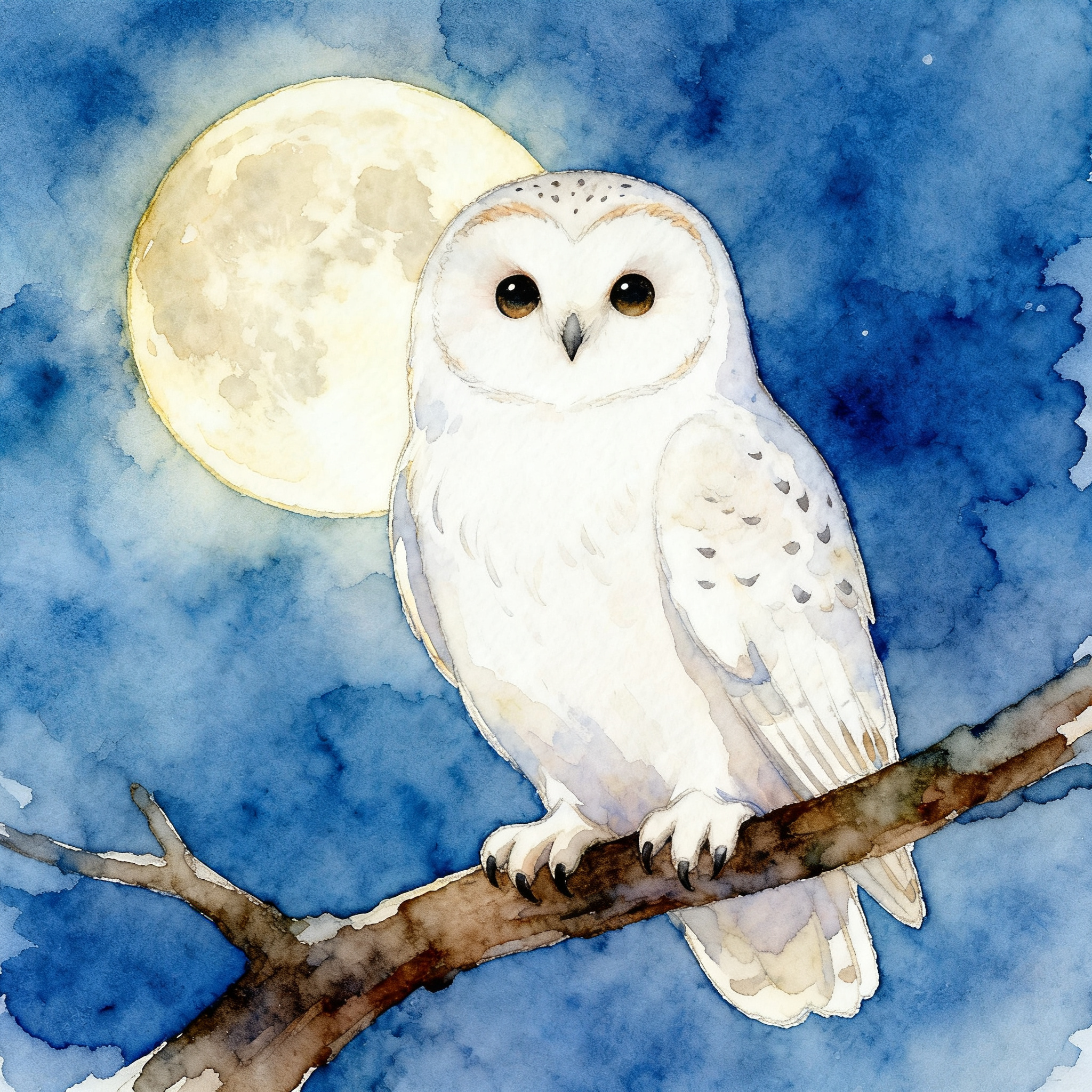 animal-26-4.jpg White Owl Resting On A Branch Under Moonlight Sky Clipart