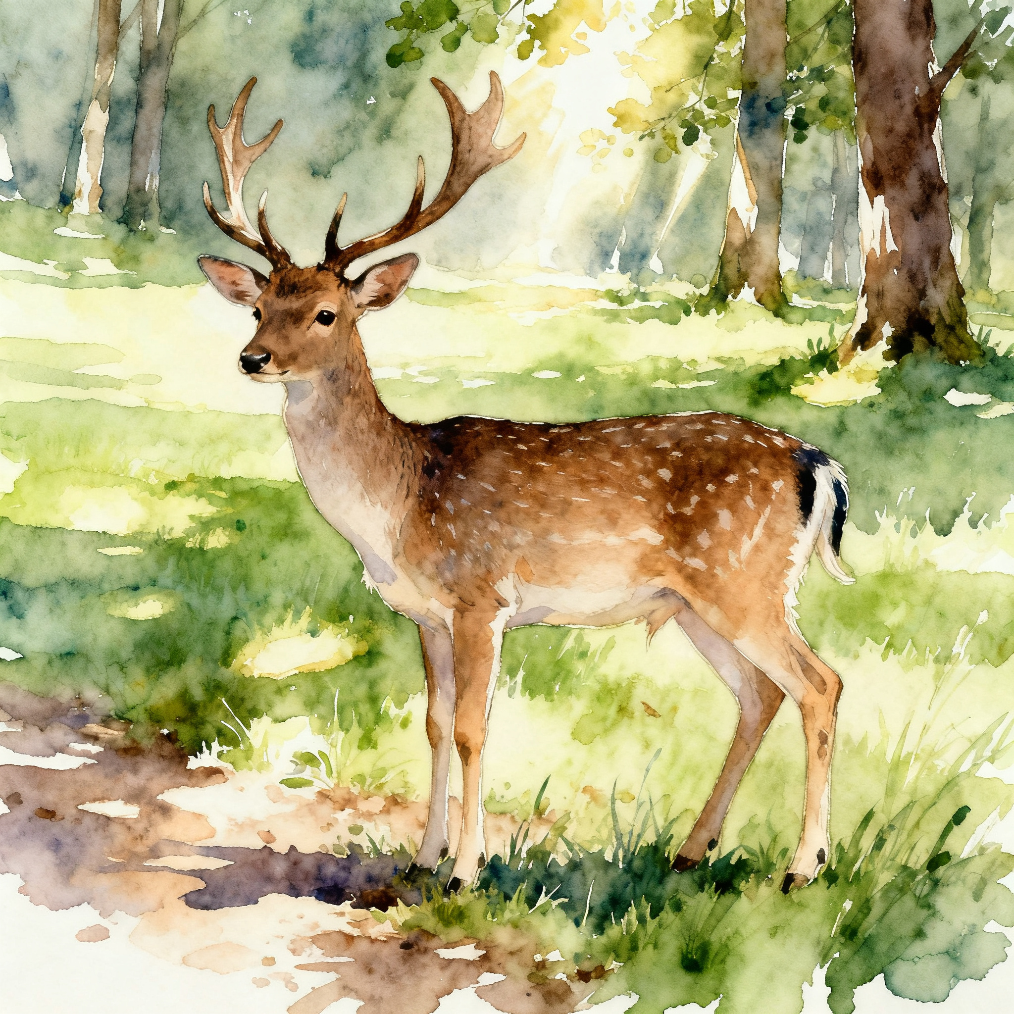animal-4-3.jpg Majestic Deer Standing In A Woodland Meadow