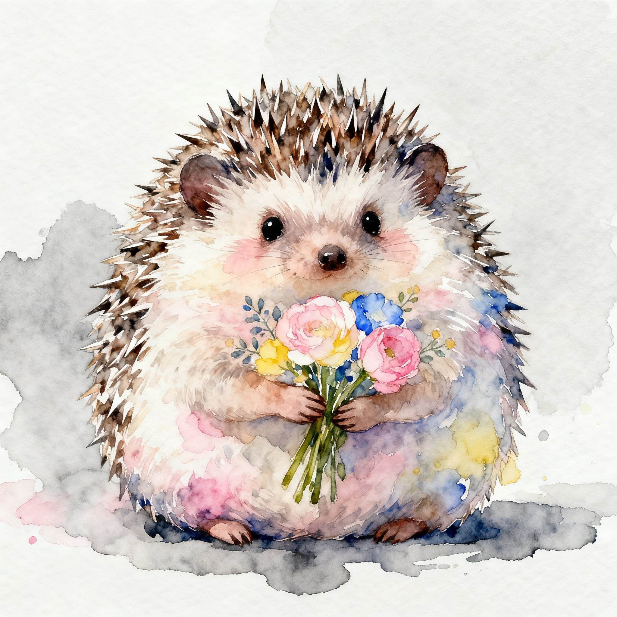 animal-6-4.jpg Little Hedgehog Carrying A Bouquet Of Flowers Clipart