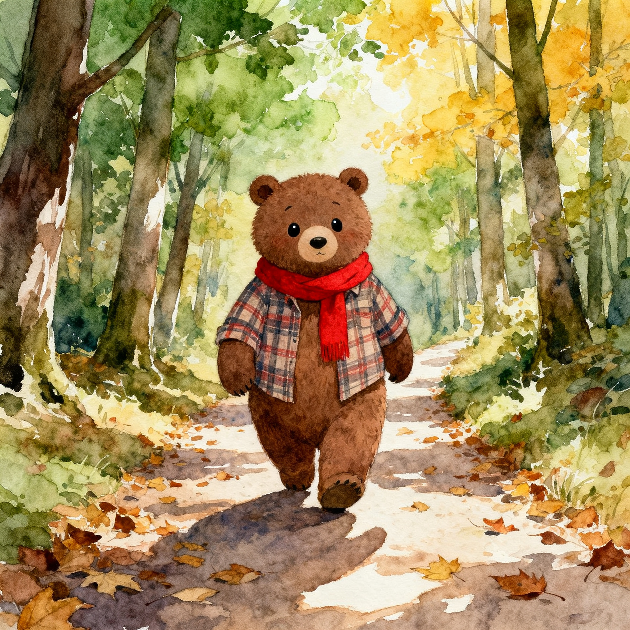 Gentle Bear Walking Through A Forest Path Clipart