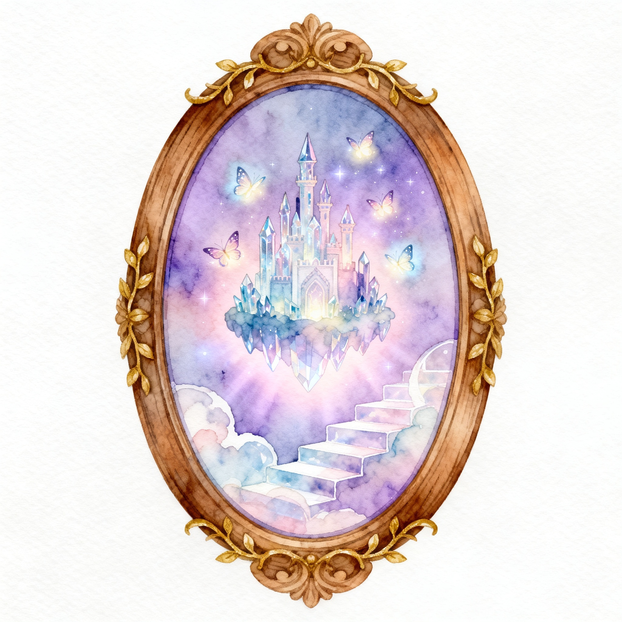 Enchanted Mirror Showing A Magical Hidden World Inside Clipart