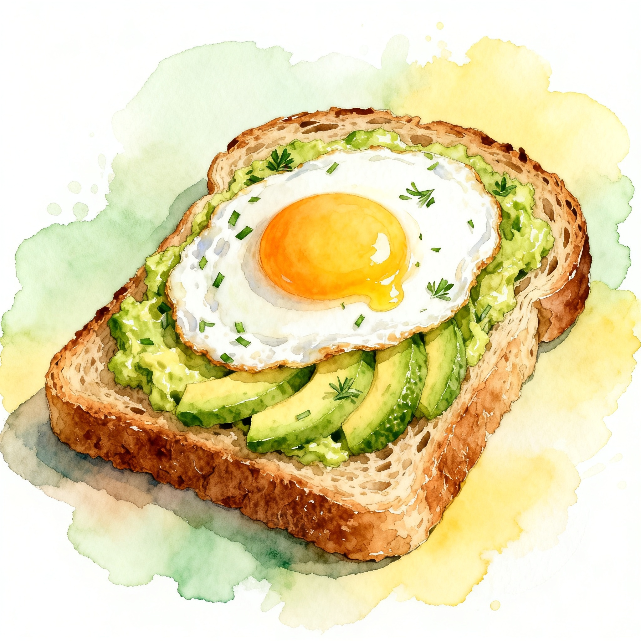 Fresh Avocado Toast With Egg And Herbs On Rustic Bread Slice Clipart