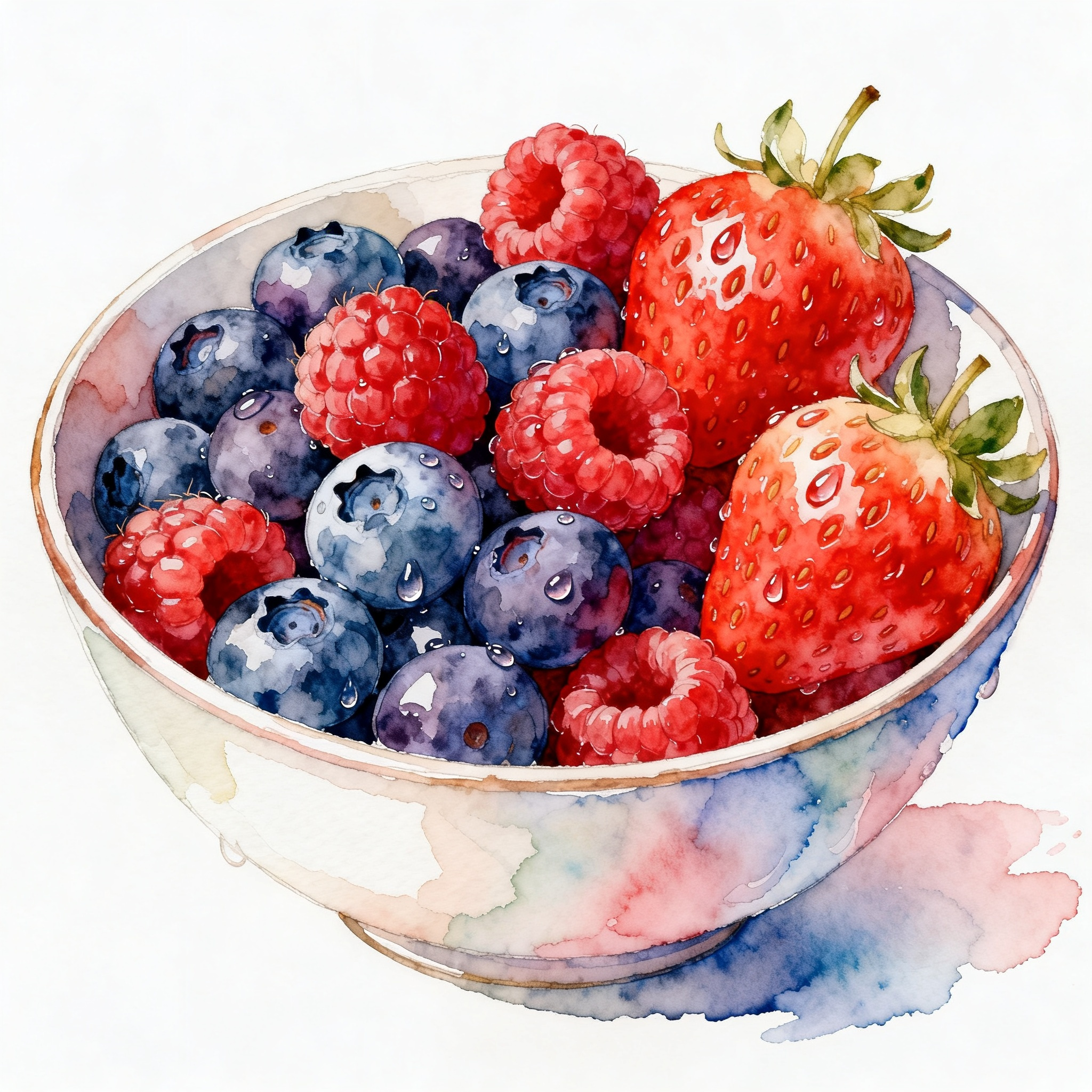 Bowl Of Fresh Berries With Blueberries Raspberries And Strawberries Clipart
