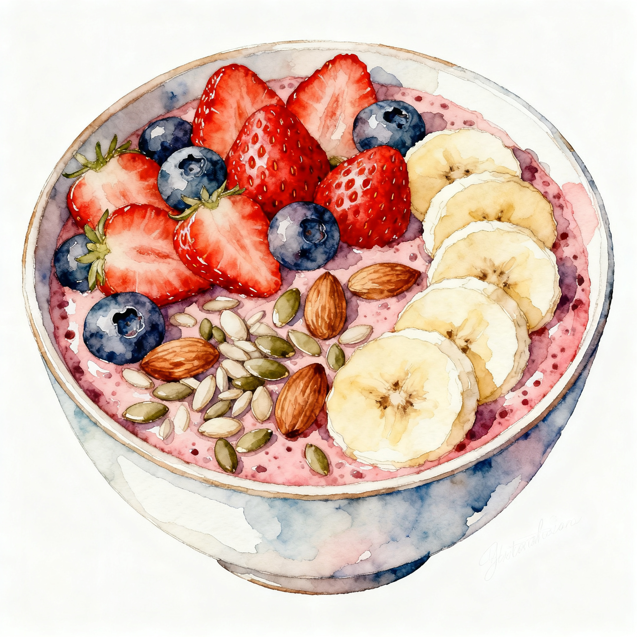 Smoothie Bowl With Fruits Nuts And Seeds Healthy Breakfast Style Clipart