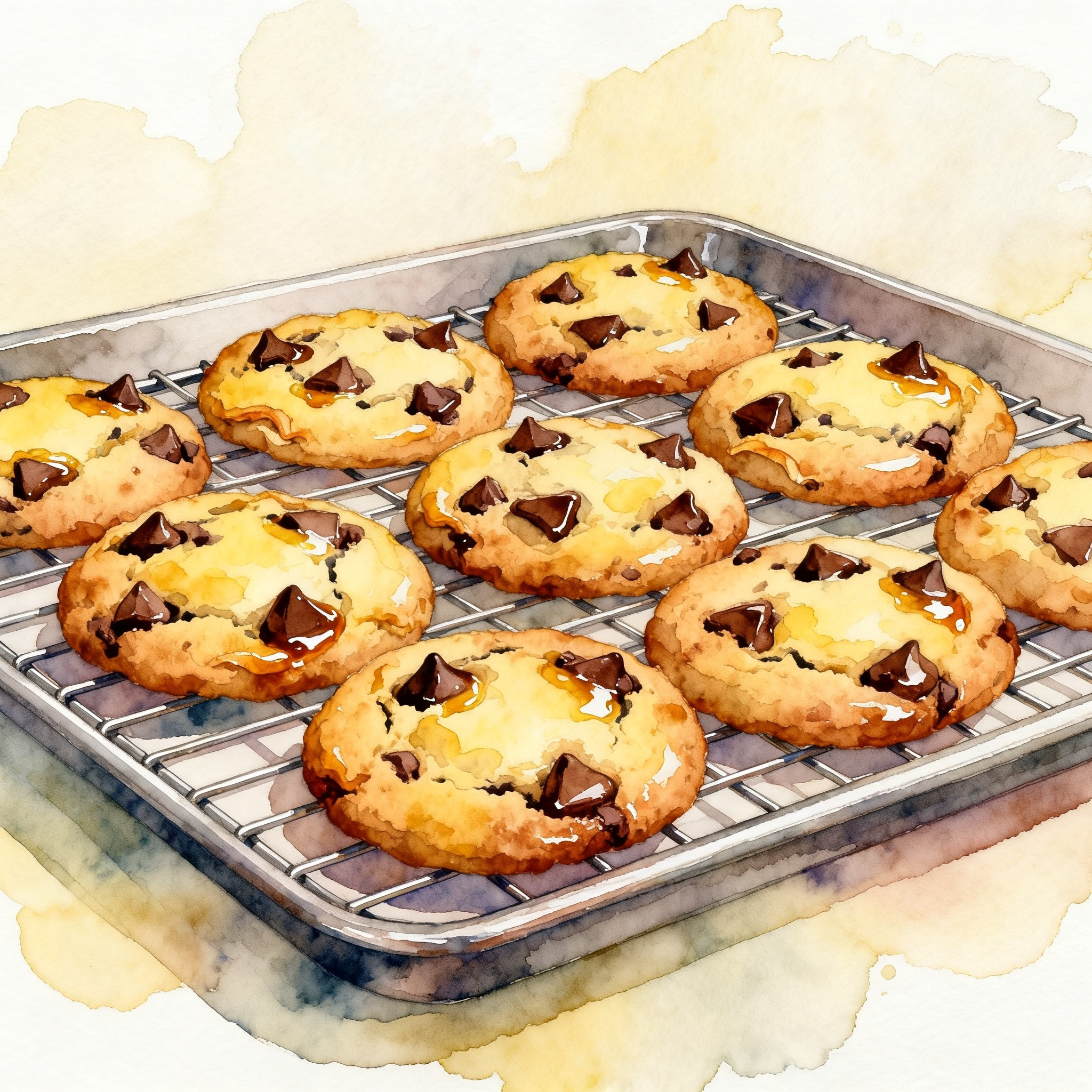 Chocolate Chip Cookies Freshly Baked On Cooling Rack Tray Clipart