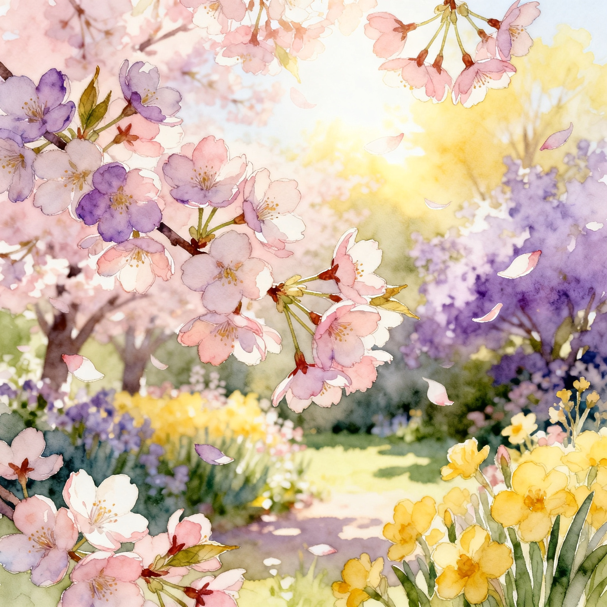 holiday-11-1.jpg Spring Blossom Flowers Blooming In Sunny Garden With Soft Breeze Clipart
