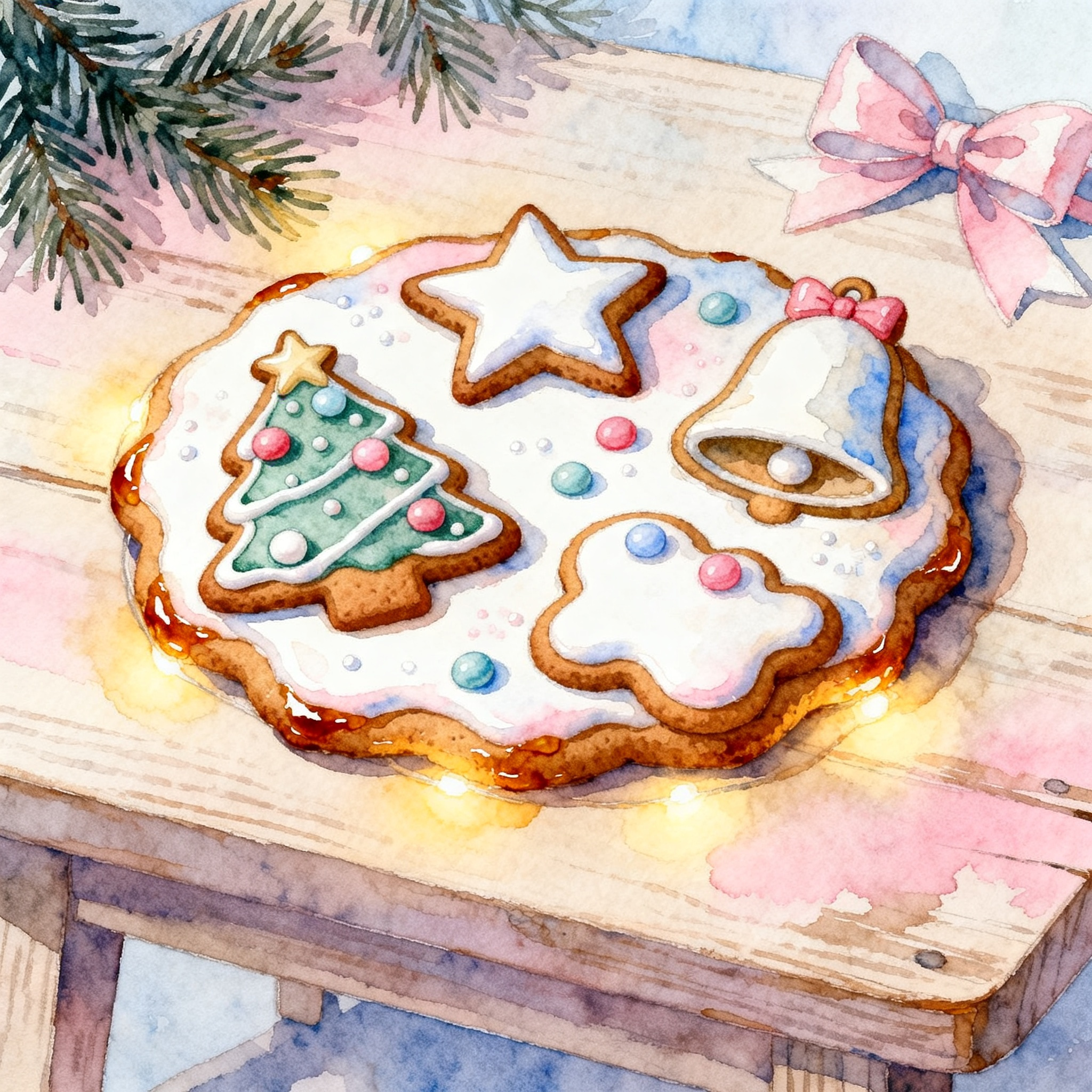 Christmas Gingerbread Cookies With Candy Decorations On Table Clipart