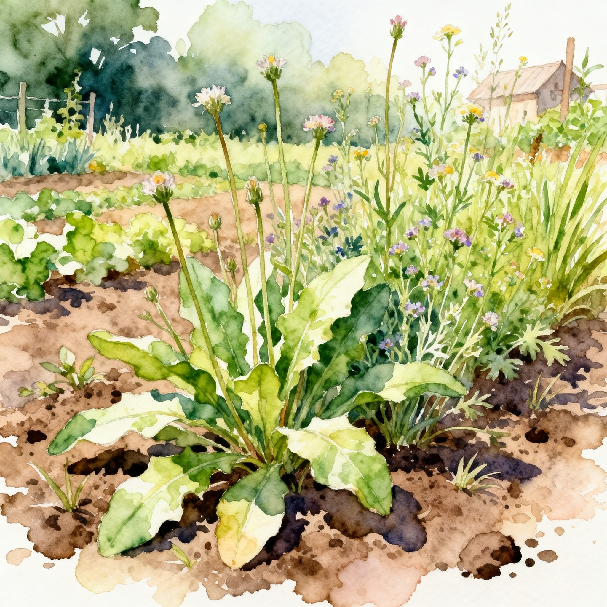 Wild Herb Plants Growing In Rustic Countryside Garden Soil Clipart