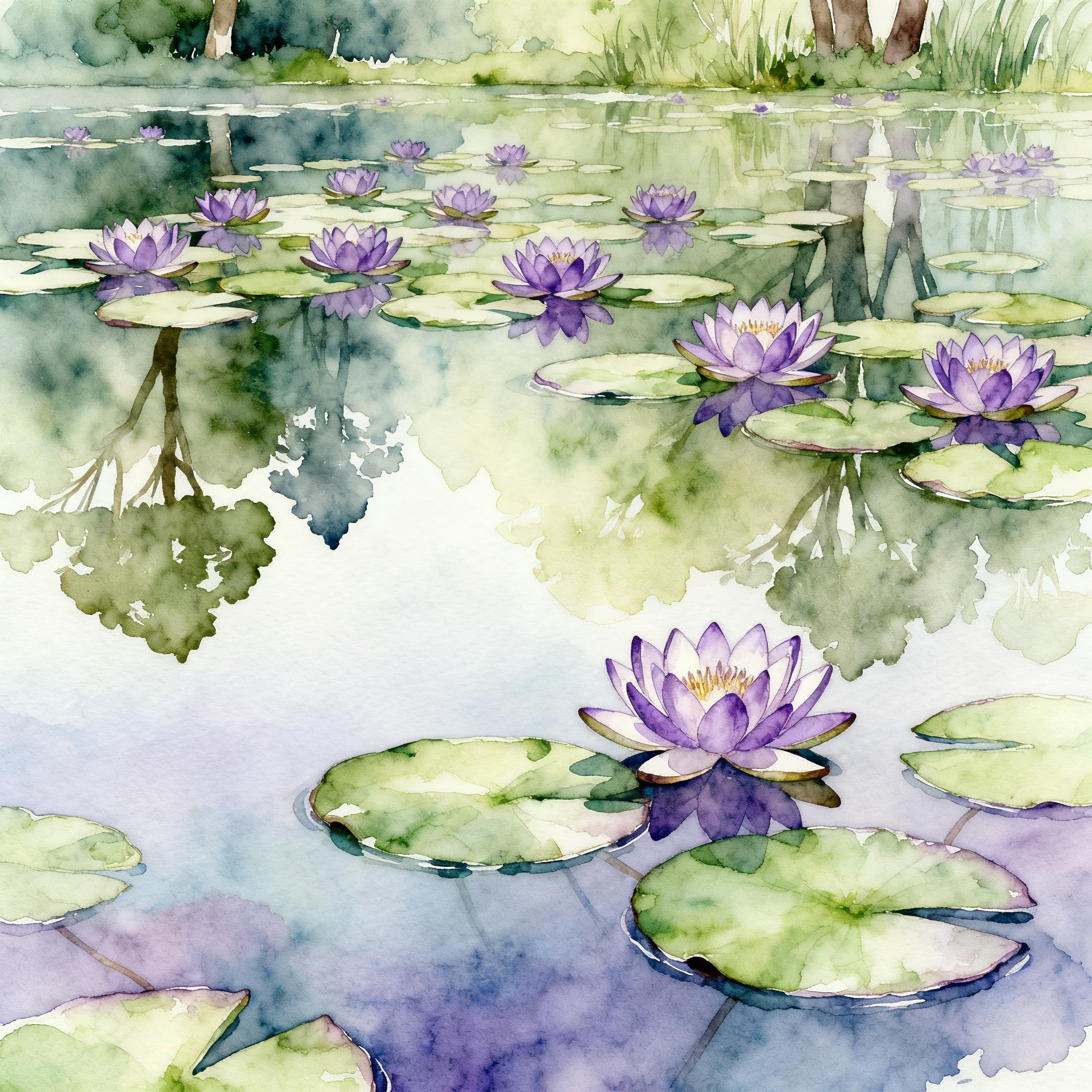 Water Lily Floating On A Calm Reflective Lake Surface Clipart