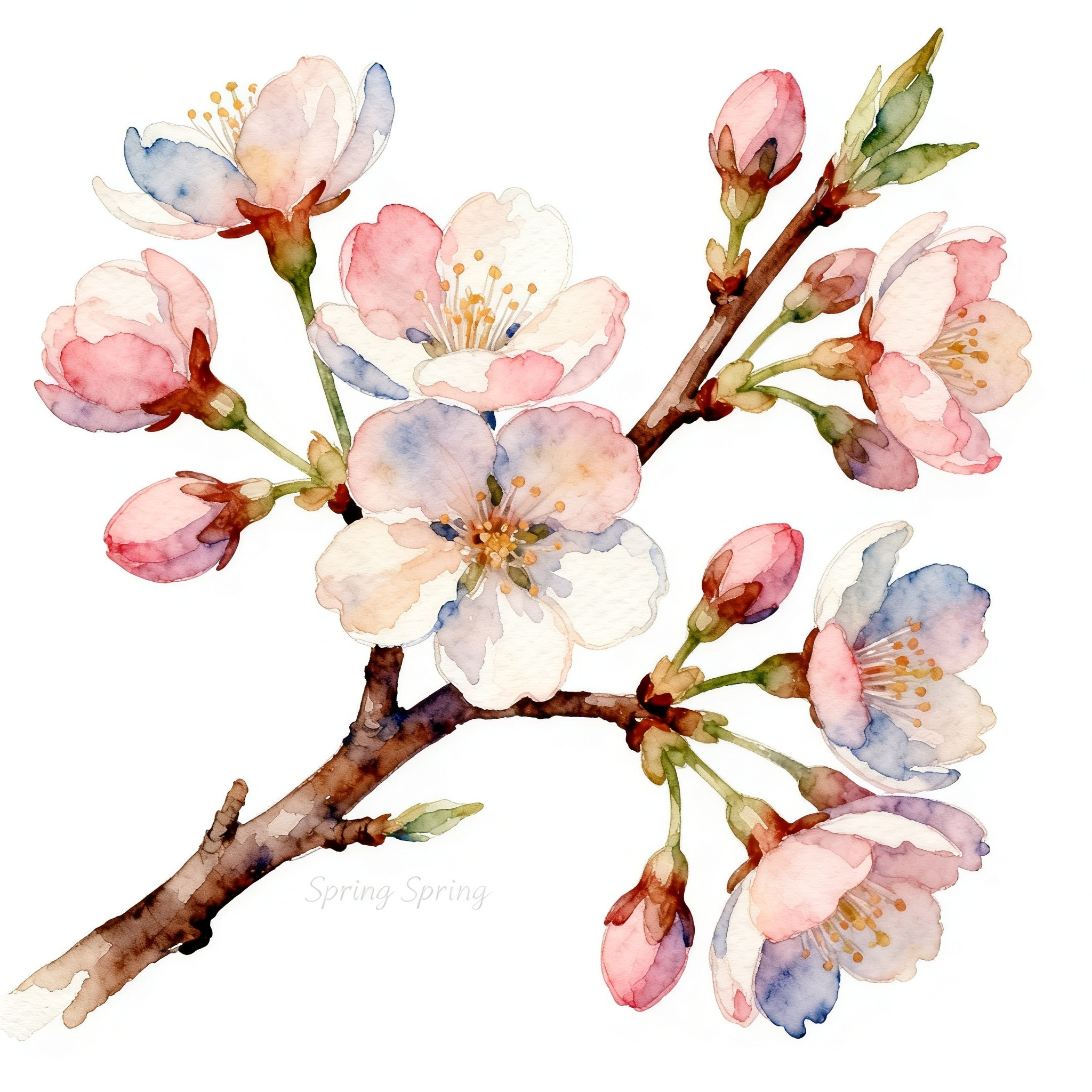 Blooming Magnolia Flowers On Elegant Tree Branch In Spring Clipart