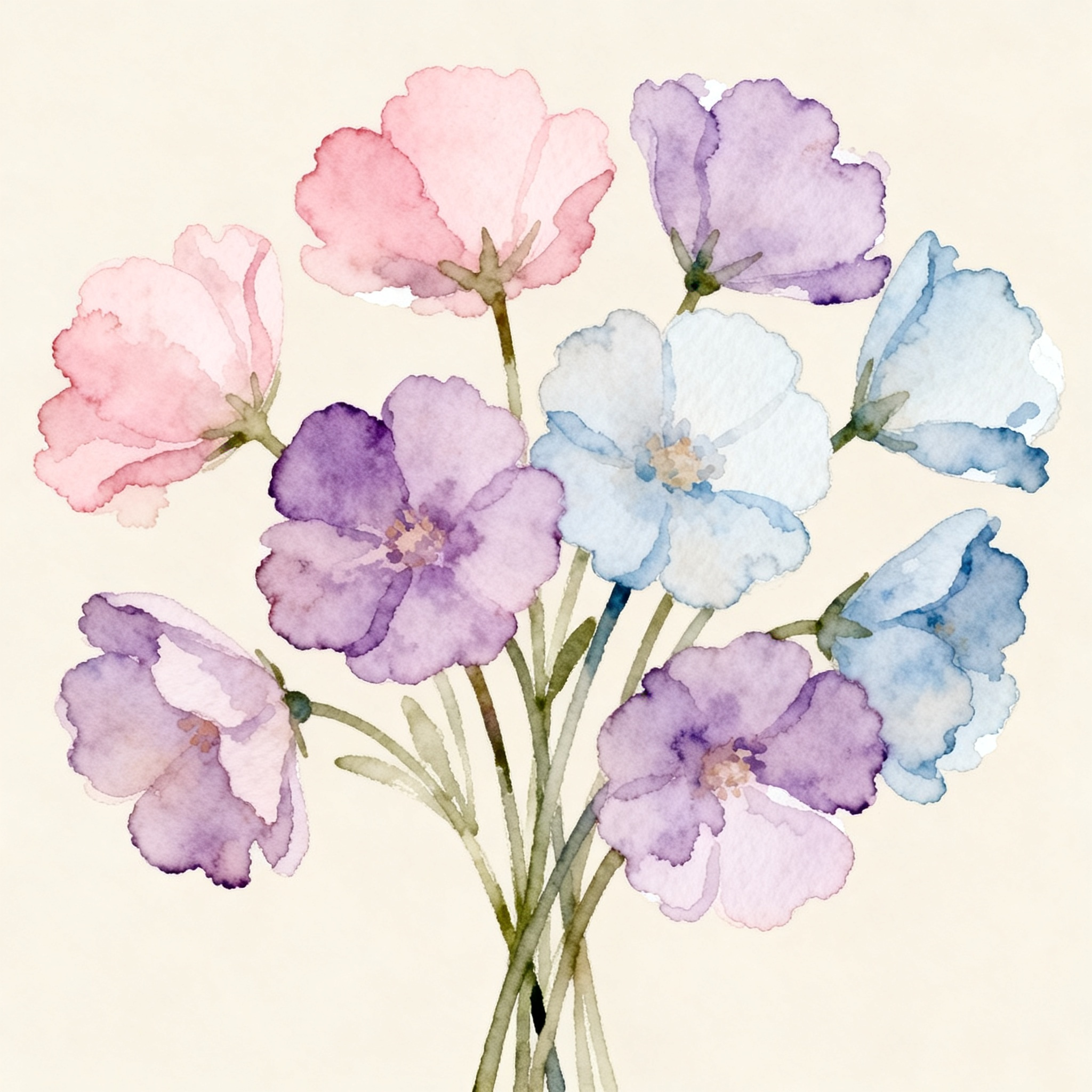 Soft Pastel Flower Arrangement In Minimal Botanical Style Clipart