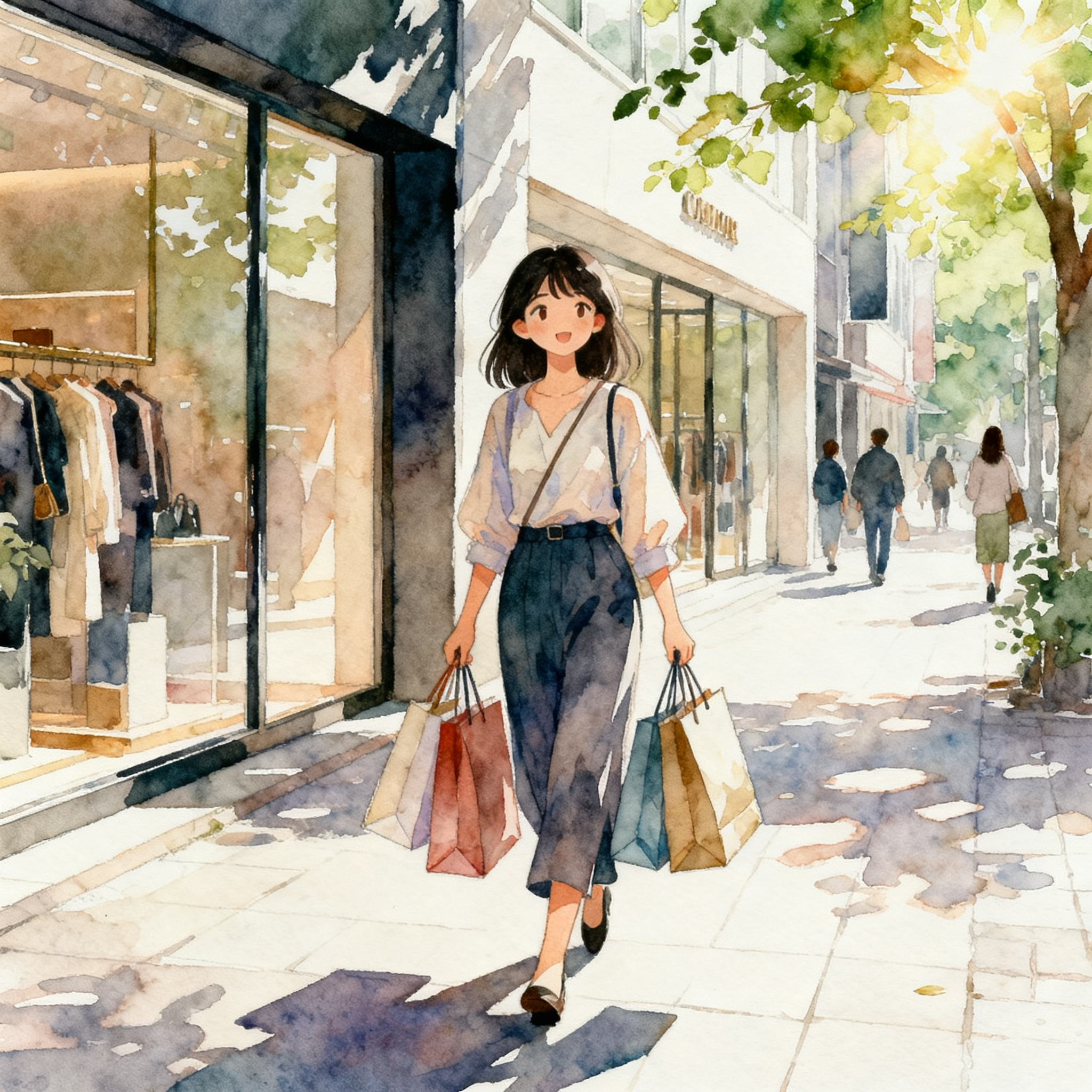 Woman Shopping With Bags In City Street Fashion Lifestyle Moment Clipart