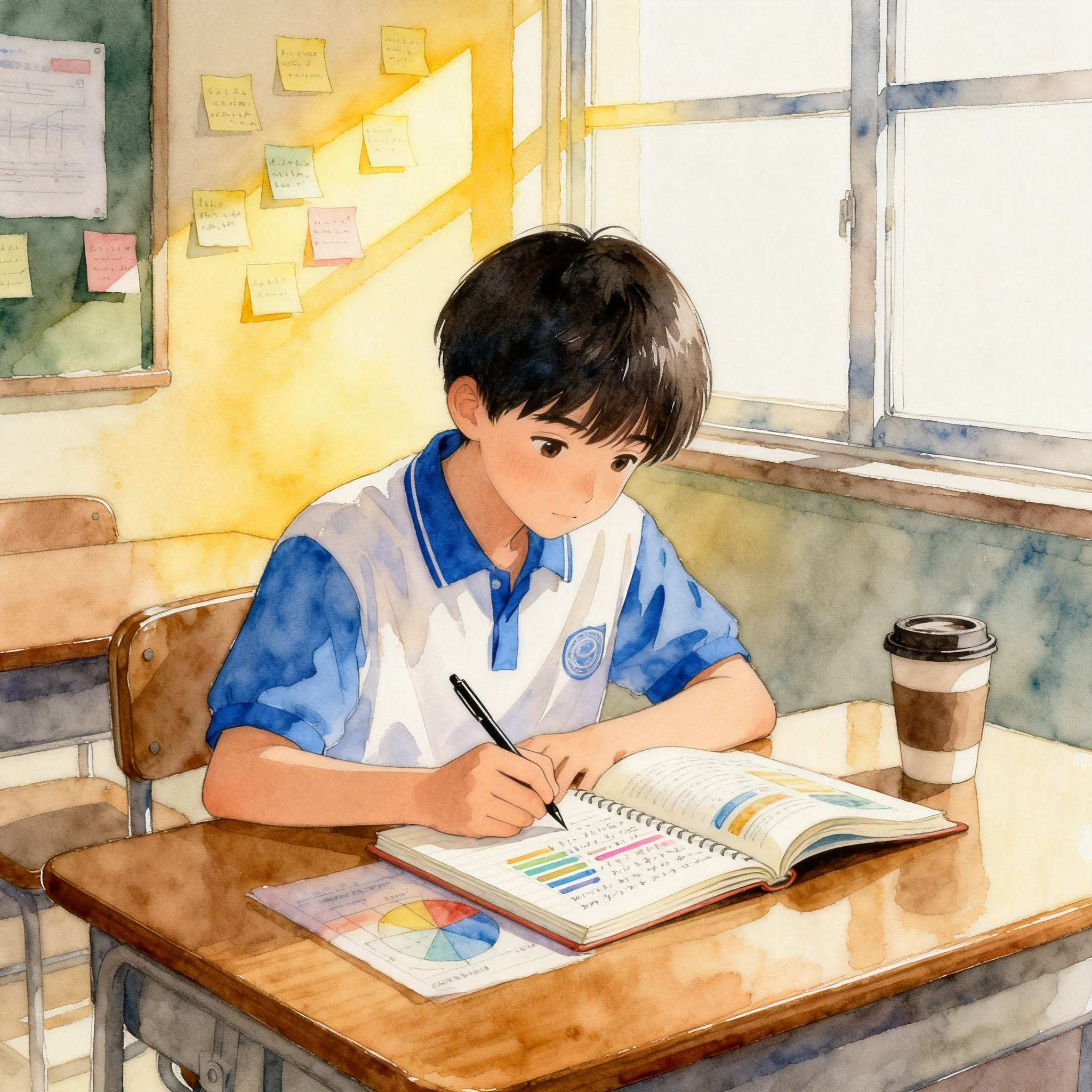 Student Taking Notes In Classroom With Focused Learning Atmosphere Clipart