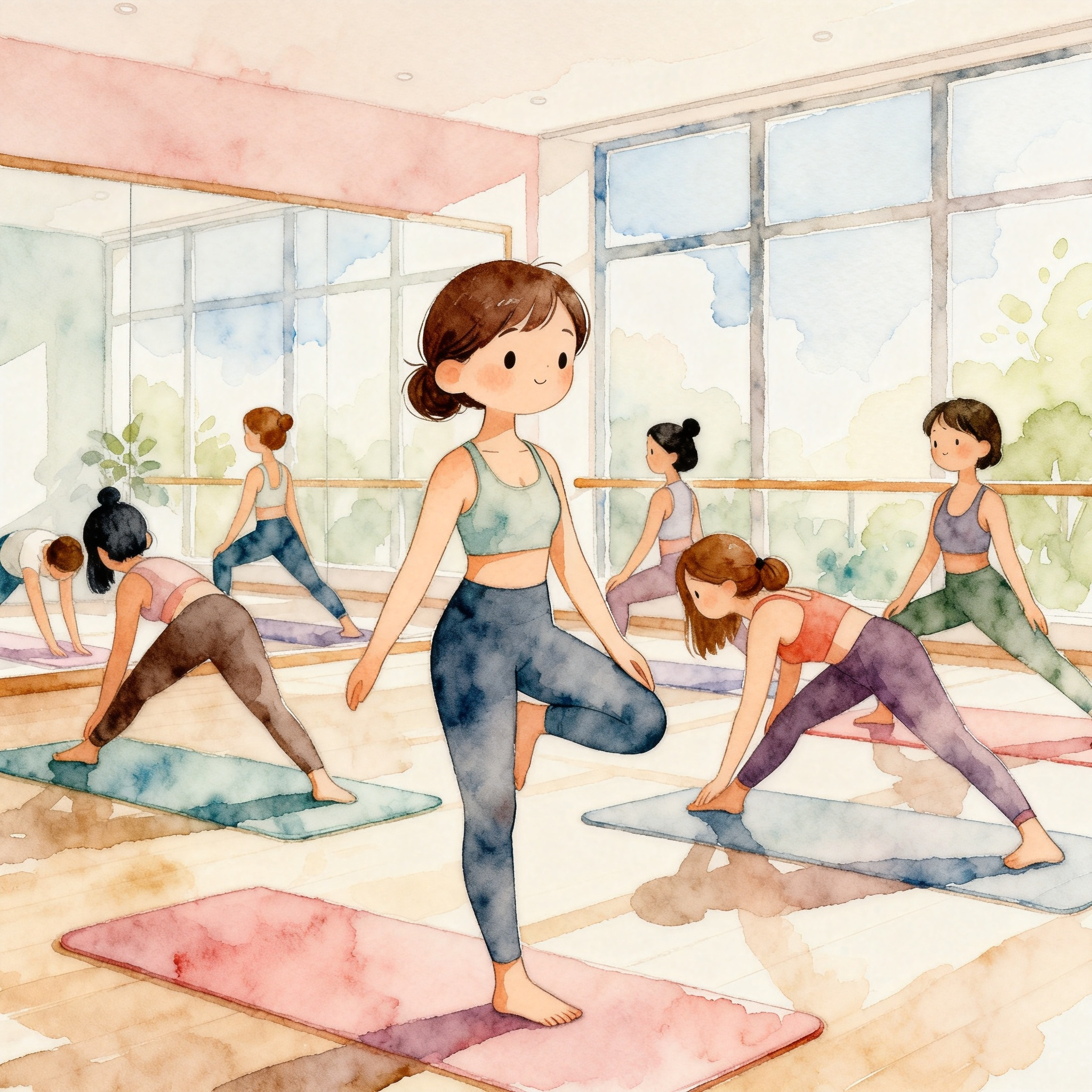 Yoga Group Class In Studio With Calm And Balanced Lifestyle Vibe Clipart